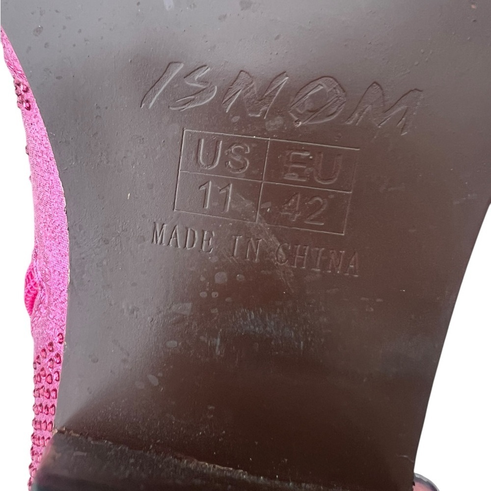 ISNOM 11 Metallic Pink Rhinestone Western Boots Booties Cowgirl Festival Concert - Picture 10 of 13